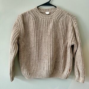 Tan Ribbed Knit Sweater Relaxed Fit